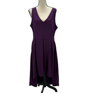 24Seven Comfort Apparel Sleeveless Hi-Low Tank Midi Dress - Purple - size XL